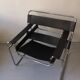 Wassily armchair by Marcel Breuer in black leather, Bauhaus 1970