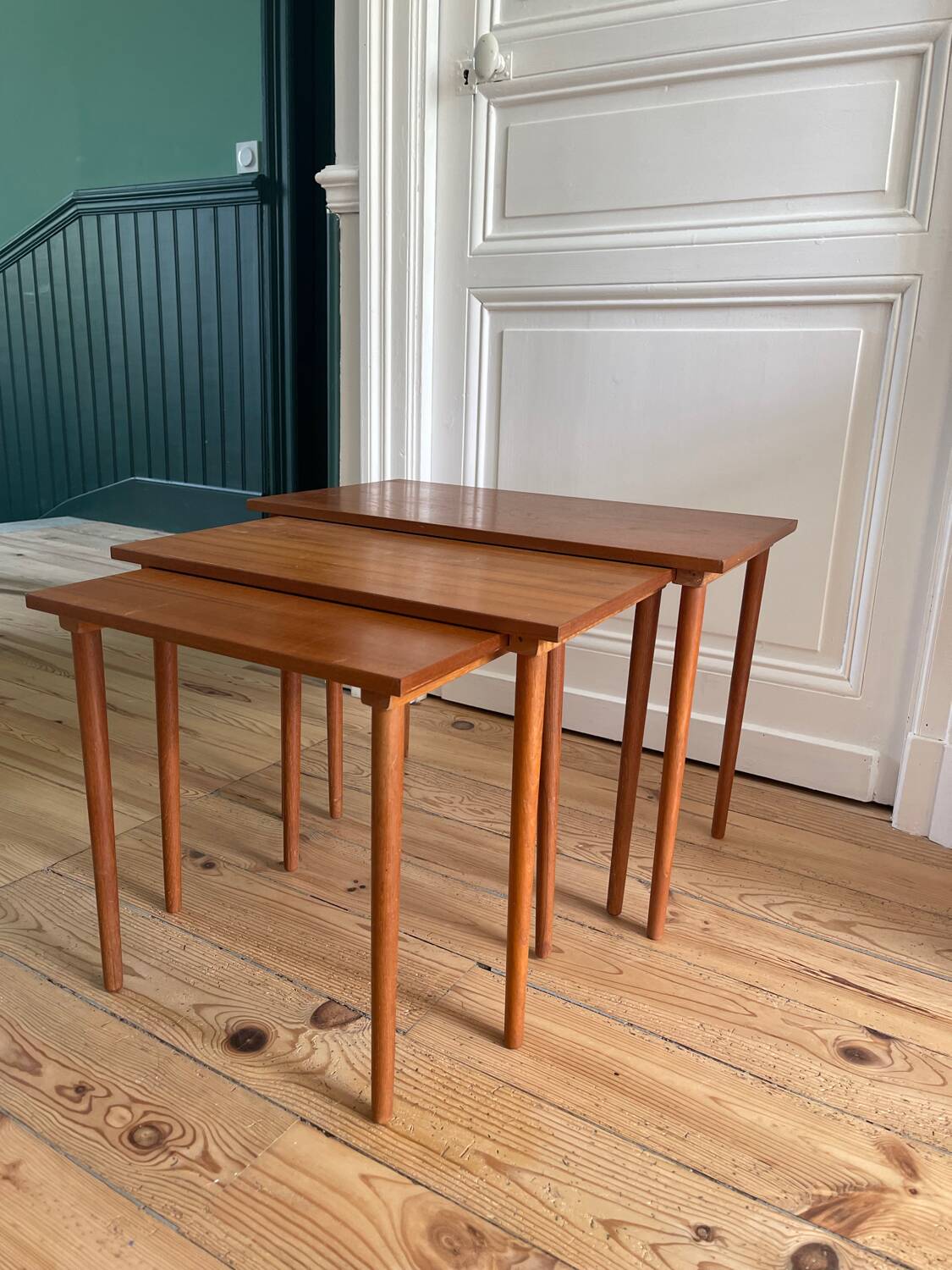 Scandinavian nesting tables in teak