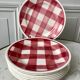 Set of 8 dessert plates fb badonviller pink gingham model 40s