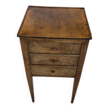 Small Louis XVI period bedside table / chest of drawers in walnut with 3 drawers
