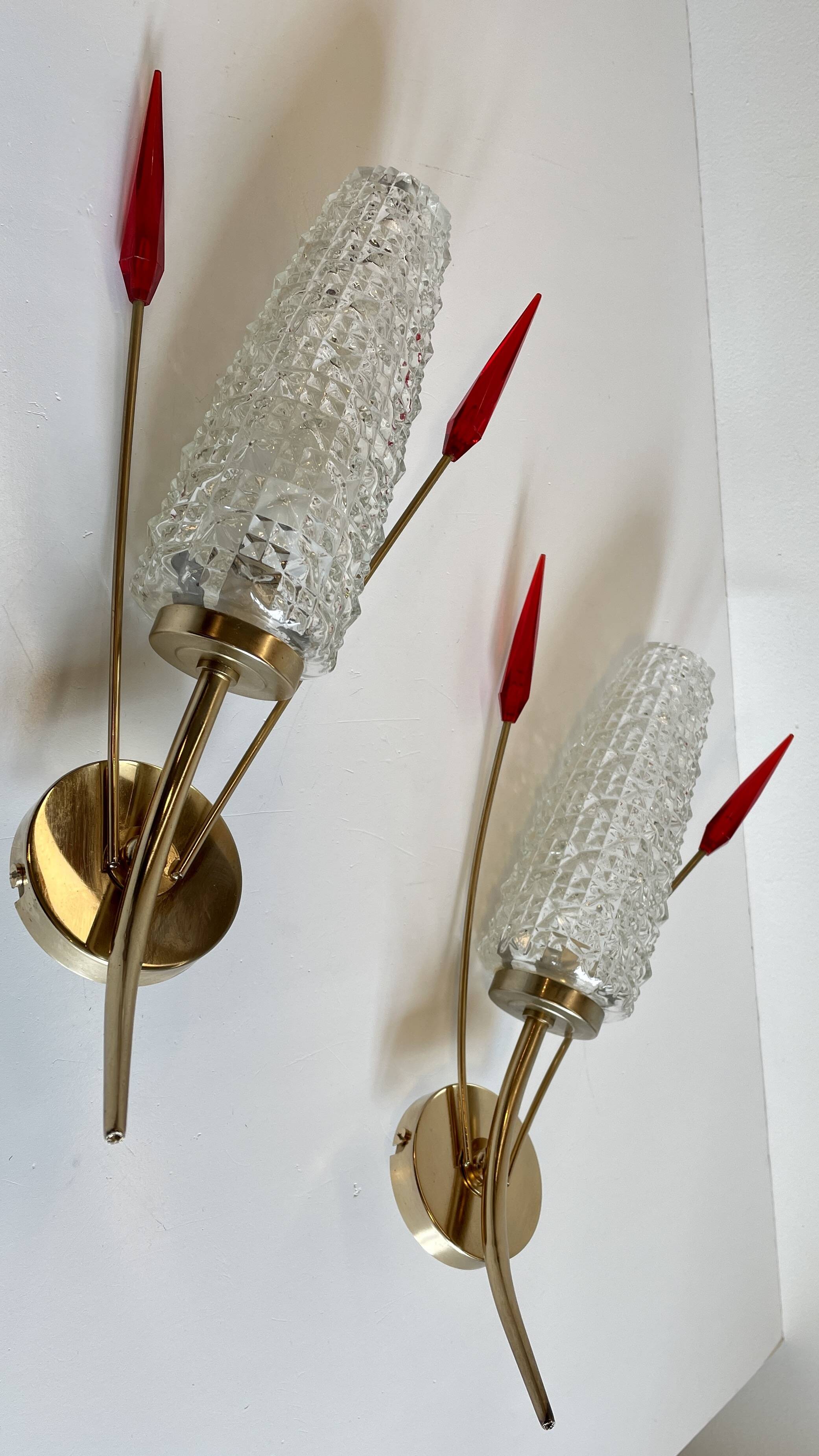 Pair of retro 60s wall lights