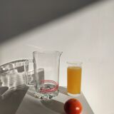 Vintage Italian orangeade pitcher made of red striped glass