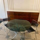 Italian round table in smoked glass 1970 Giotto Stoppino style