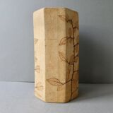 Octagonal vase by Raymonde Leduc, herbarium decoration, circa 1970