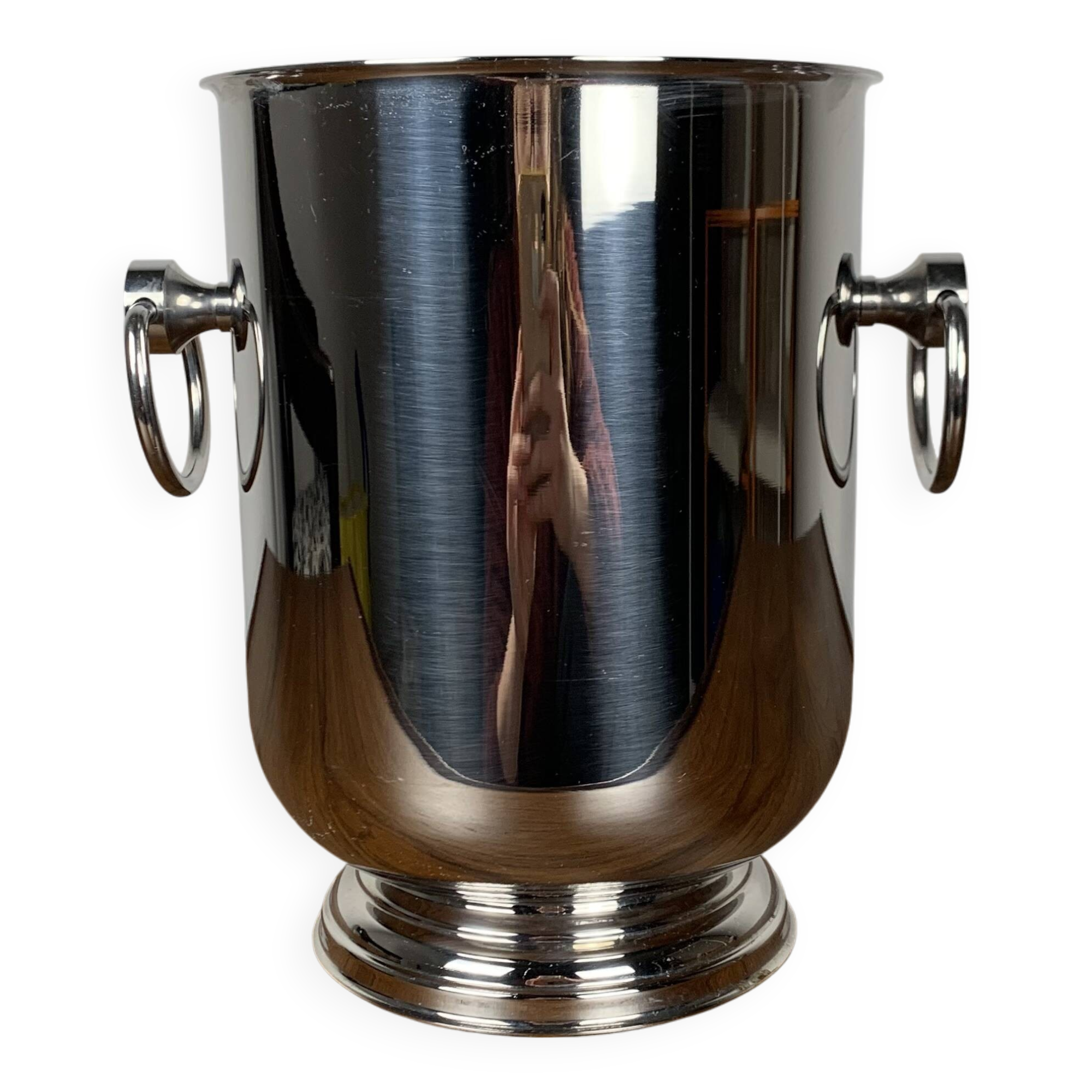 Sceau à champagne en inox Jean couzon, 1970