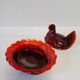 Poule en verre orangé sucrier