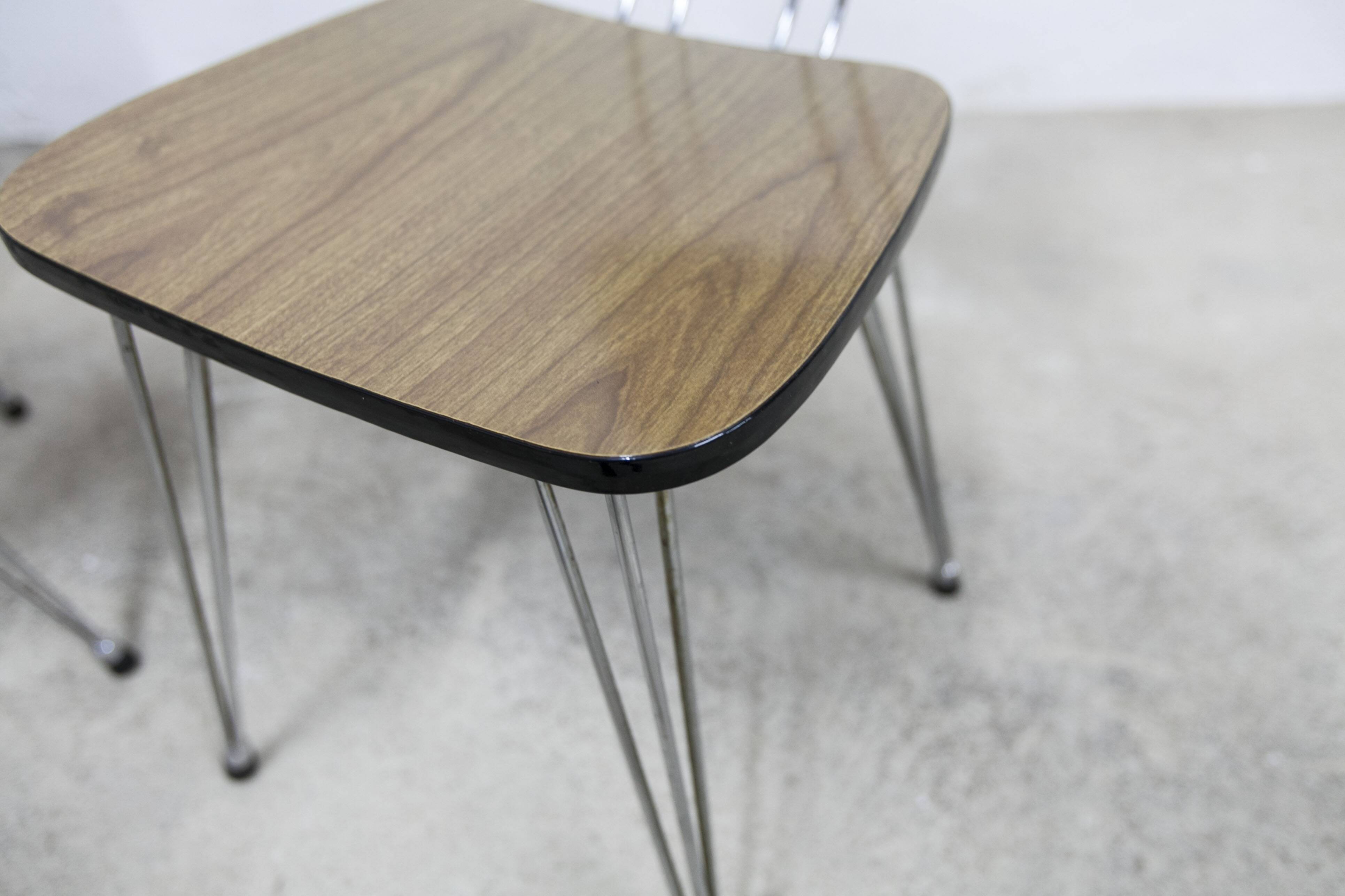 Paire de chaises Formica 1970 pieds Eiffel marron