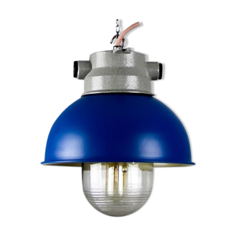 Blue industrial hanging light from tep