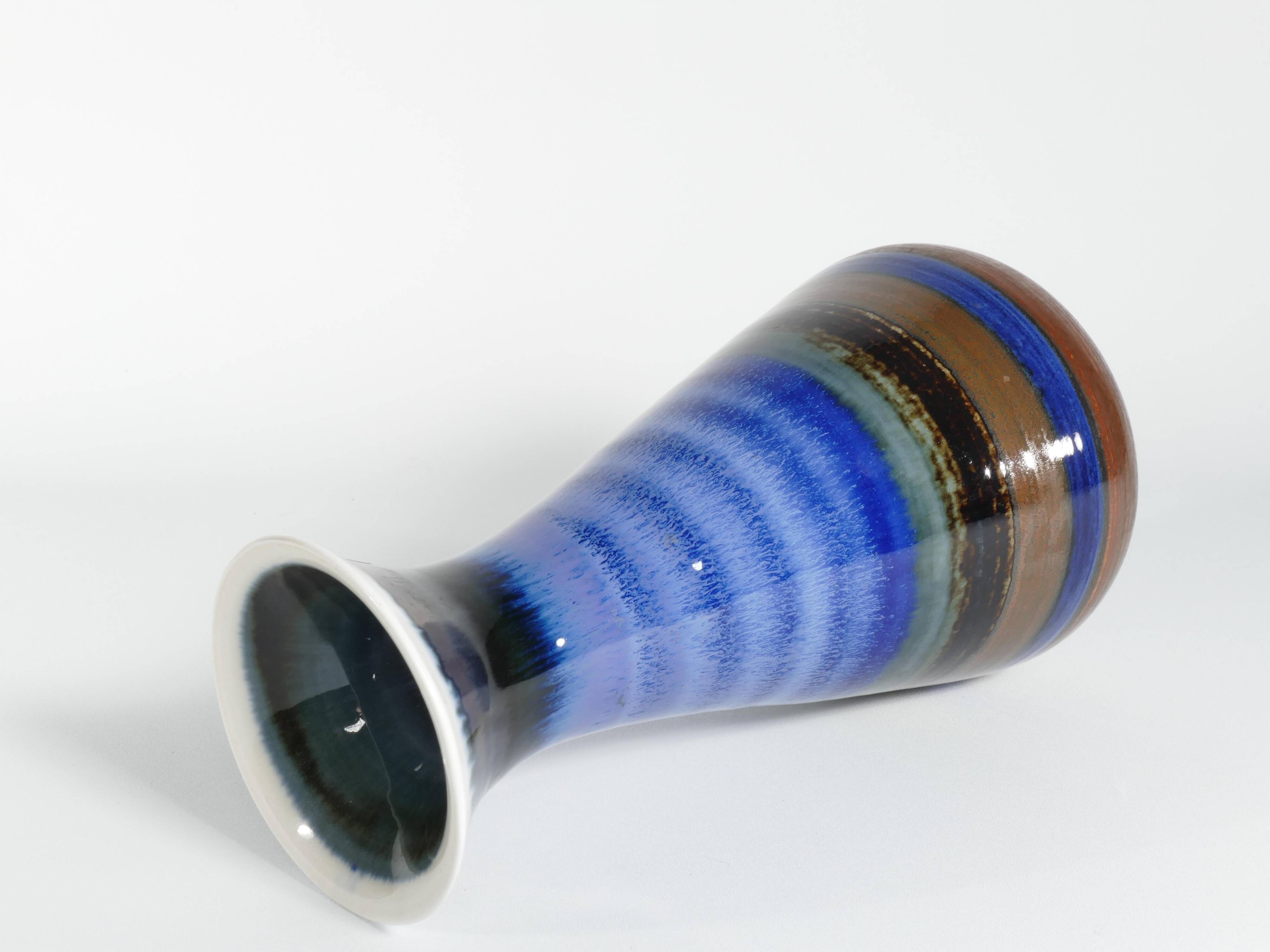 Large Polychrome Stoneware Vase by Gösta Millberg, Rörstrand, Sweden, 1960s
