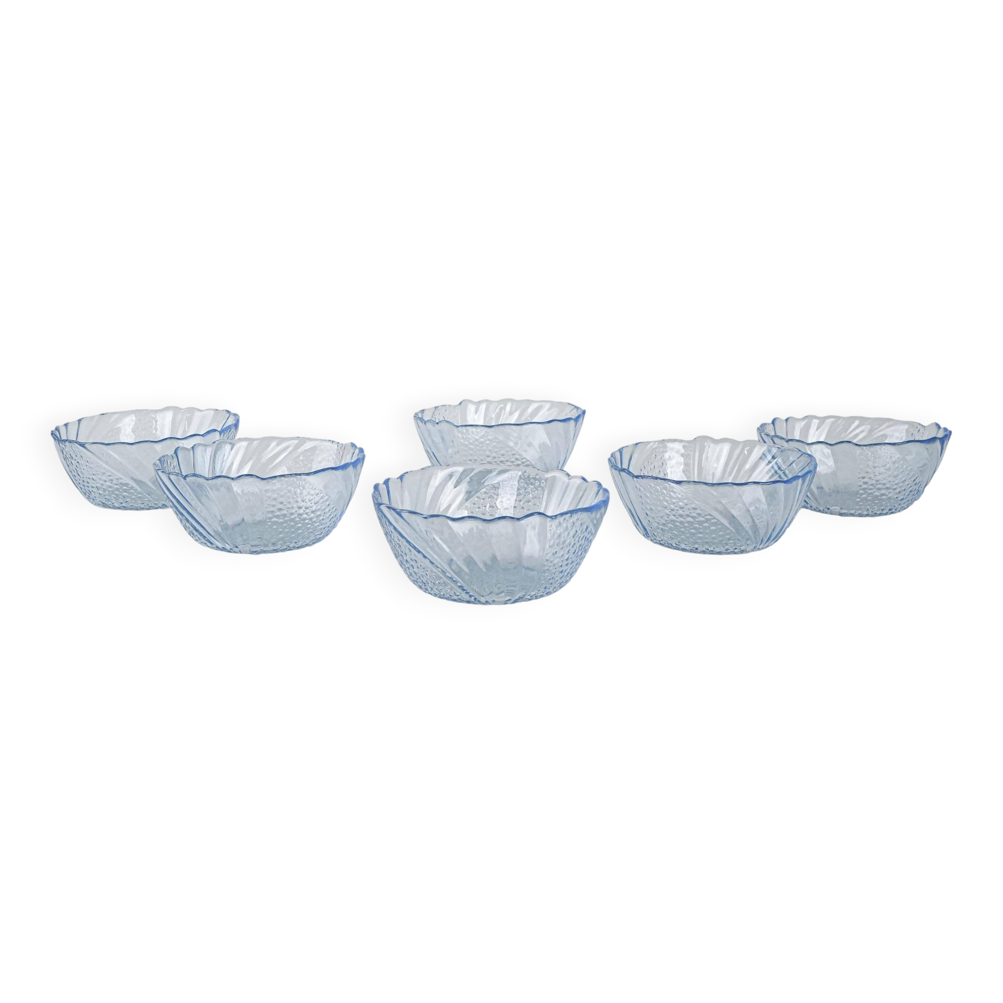 Set of glass bowls, Italian design, 1970s, made in Italy