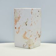 White square vase of pink spots from Denmark