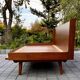 Jitona sobeslav sofa bed in walnut & boucle fabric, vintage czech 1960s