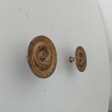 Pair of antique Empire furniture knobs from the 19th century in gilded bronze.
