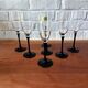 7 Luminarc Domino flutes, black opal tempered vintage glass.