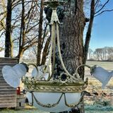 Superbe lustre Bronze Art Déco mélange de style, vers 1930/50, 3 branches 4