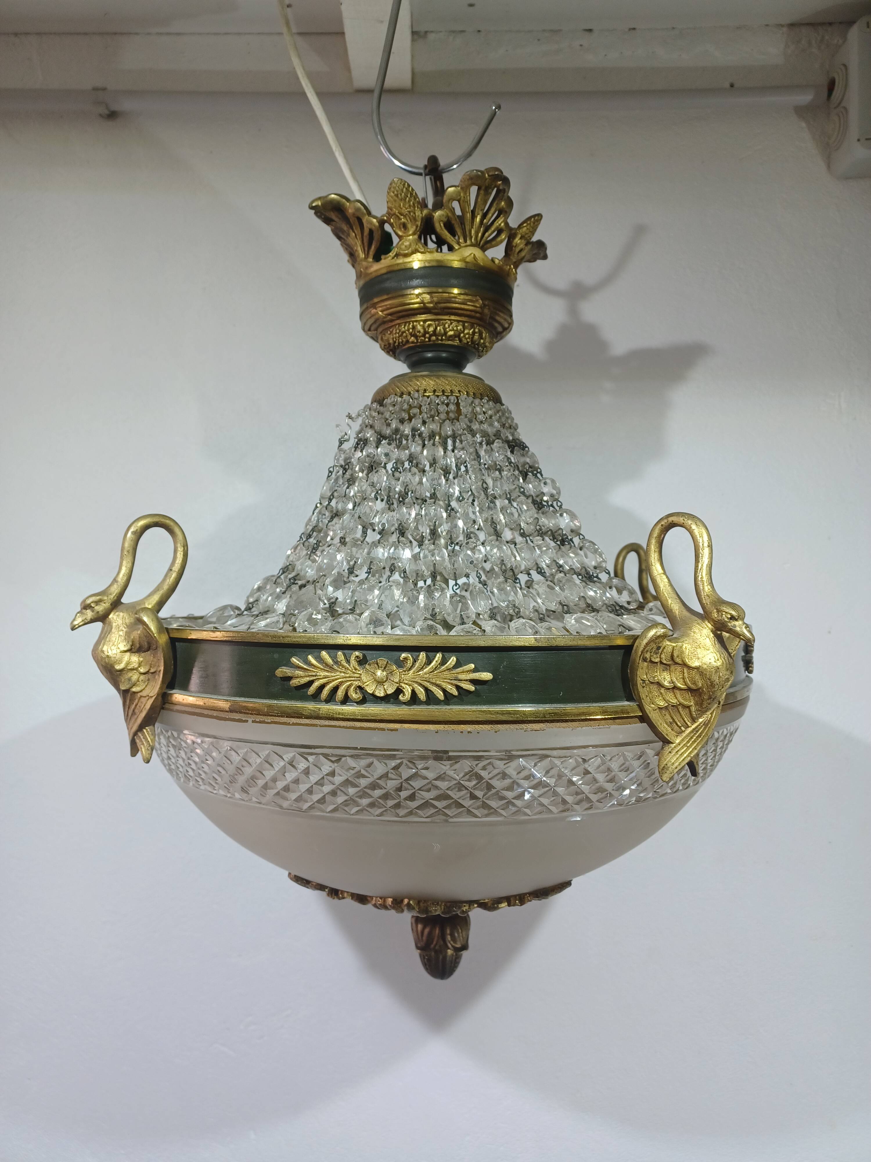 Empire chandelier in bronze and crystal