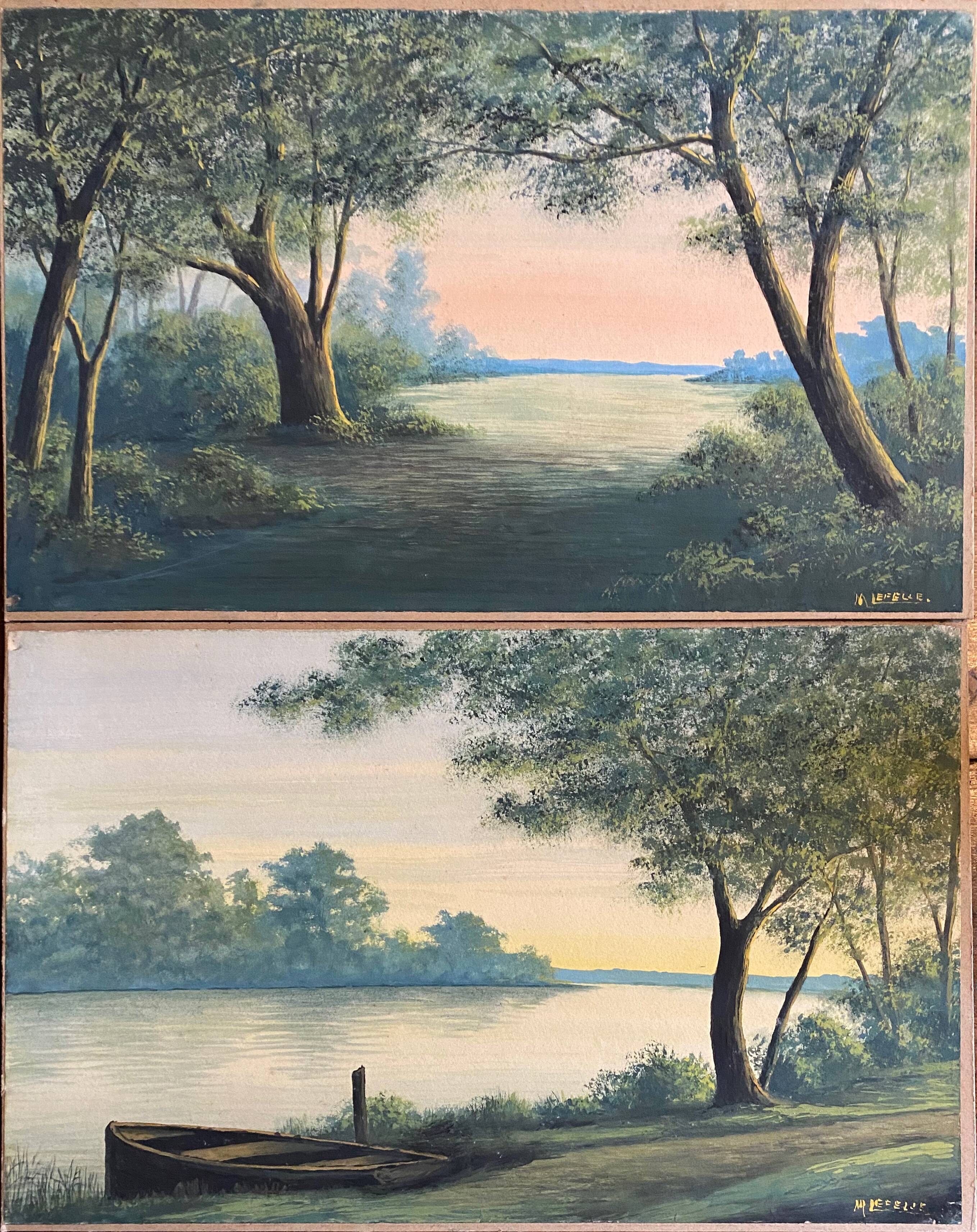 Paintings pendant of gouache "landscapes" signed m. lefelle around 1900