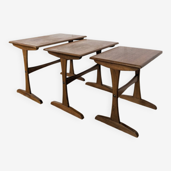 3 tables gigognes scandinave en teck