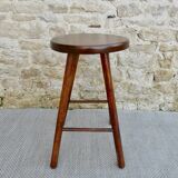 High stool in solid wood 60s
