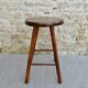 High stool in solid wood 60s