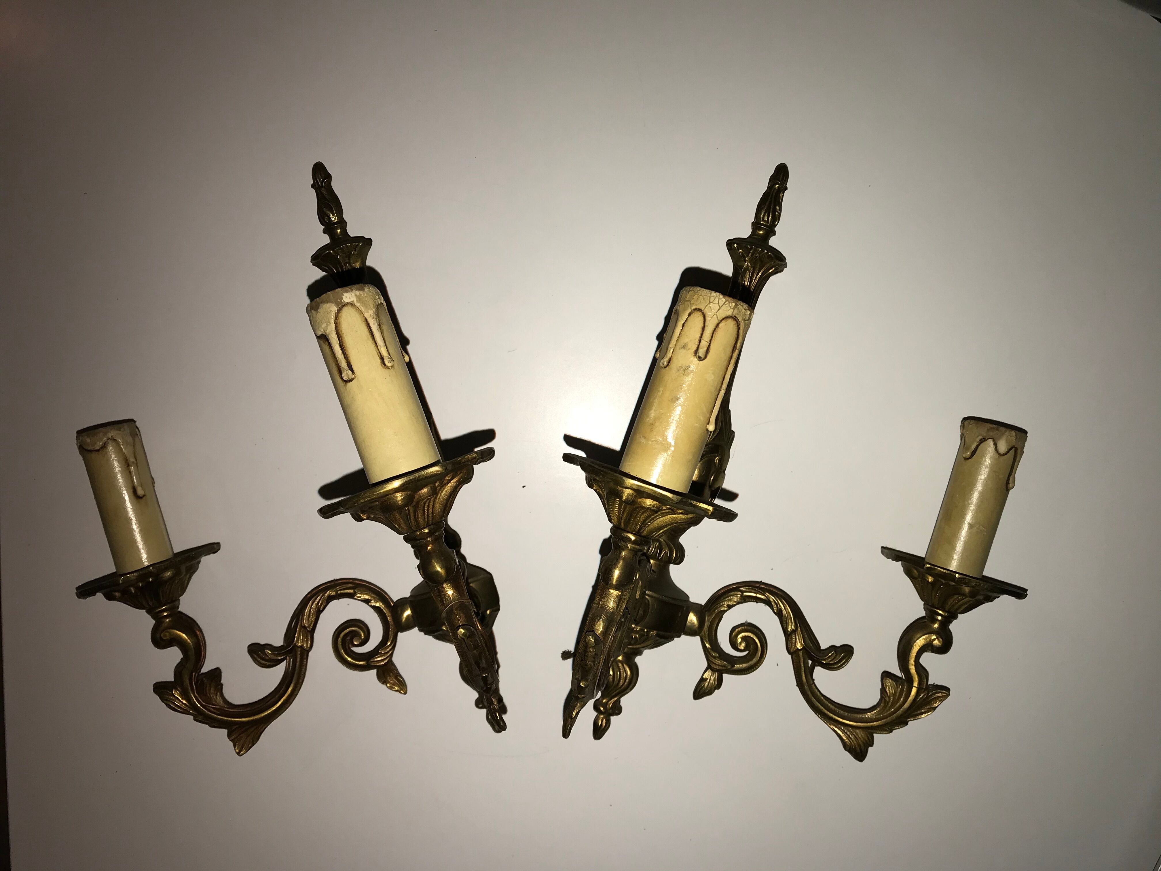 Pair of Louis XV style bronze wall sconces