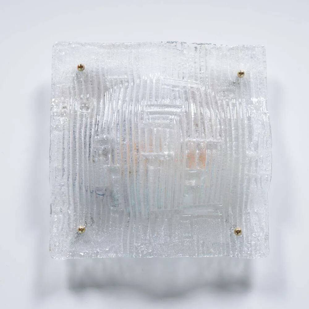 Space age curved glass ceiling light, vintage glass wall lamp.
