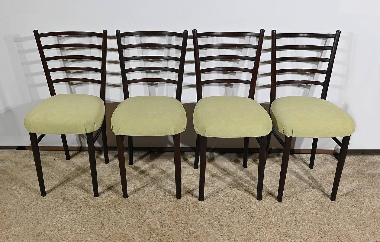 Suite of 4 Scandinavian Chairs in Stained Wood – 1960