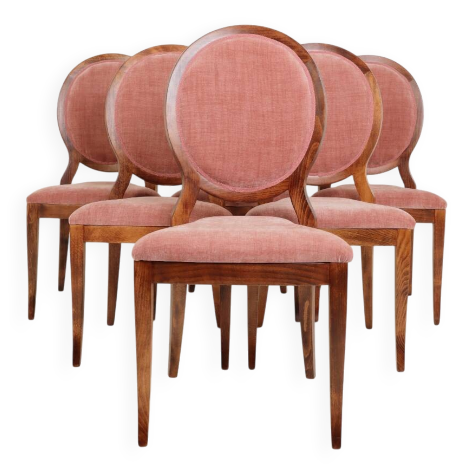 Set of 6 medallion dining chairs, Indian pink
