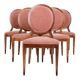 Set of 6 medallion dining chairs, Indian pink