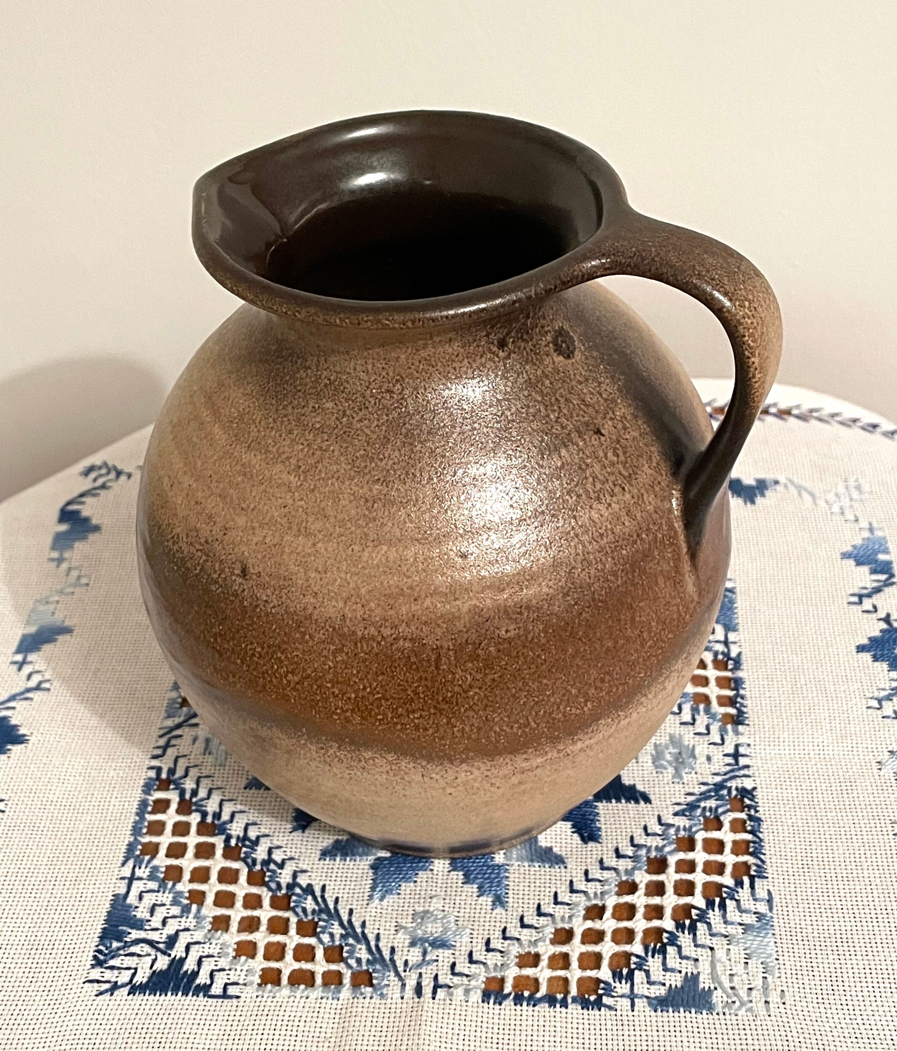 Scheurich 603-15 brown-beige vase or jug with handle, west german art pottery (wgp)