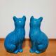 Vintage Pair of Ceramic Blue Cats Bookends