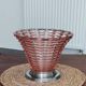 Art Deco cornucopia vase, centrepiece, bowl - blown glass & chrome 1930