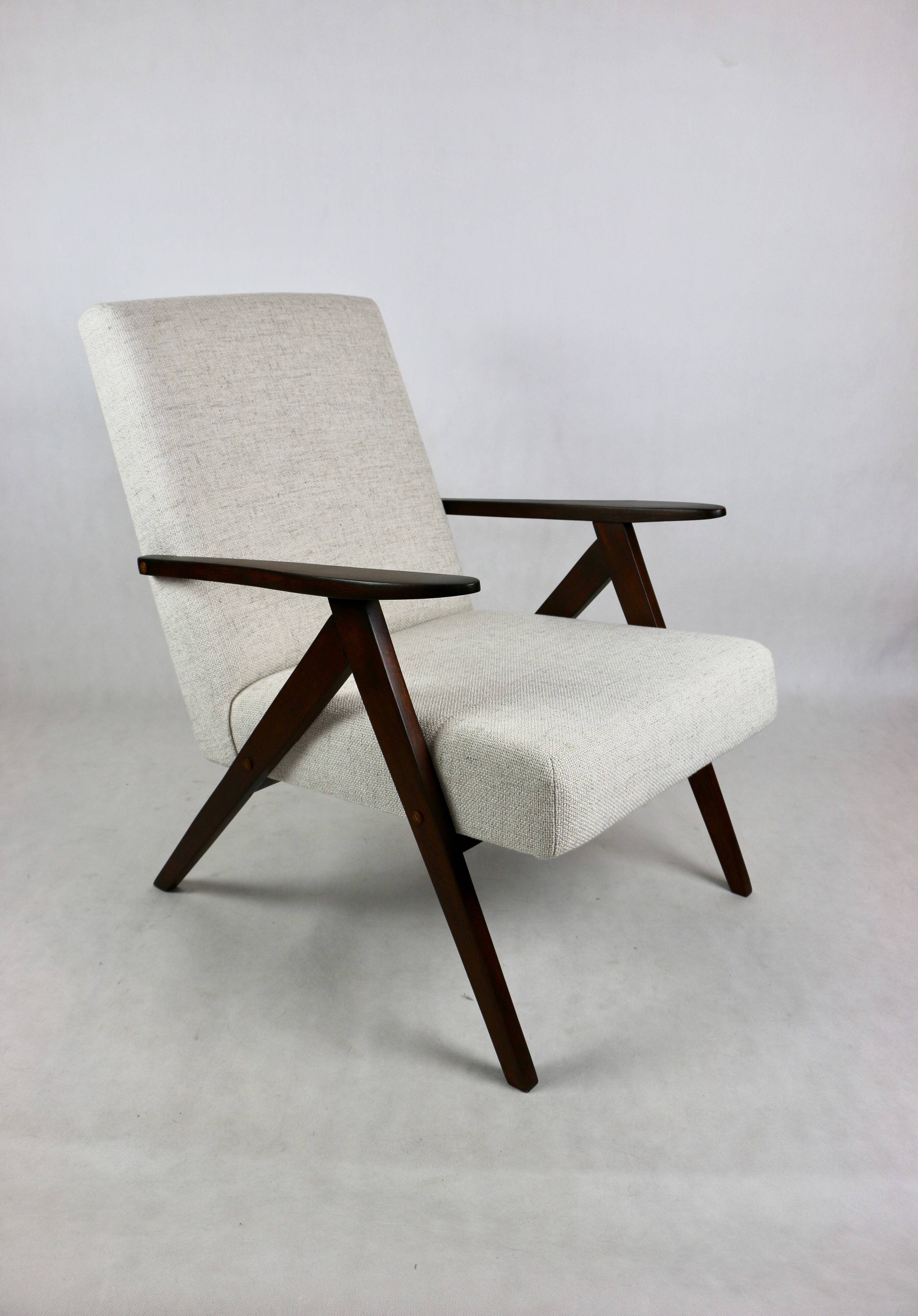 Vintage Ivory White Boucle Model B-310 Armchair, 1970s