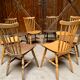 Series lot of 8 chairs bistrot Baumann modele menuet light wood dark wood