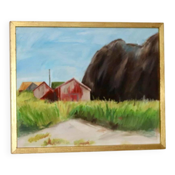 Original Swedish oil painting on canvas "Light in the Darkness"