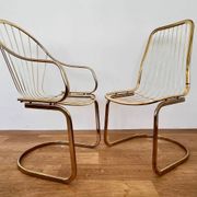 Pair of mid-century brass chairs designed by Gastone Rinaldi, Italy, 1970s