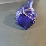 Vintage cobalt blue glass vase with foliage decoration – 20 cm