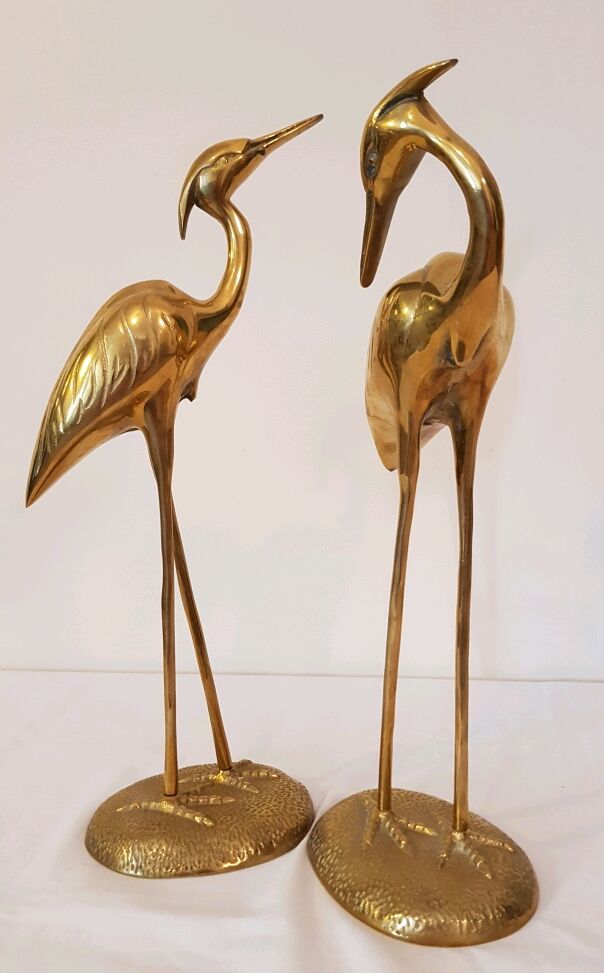 Pair of herons in brass