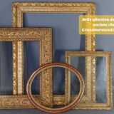 Old frame Montparnasse style carved wood 58,5x53,5 foliage 46x38 cm SB