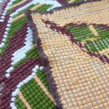 Gorgeous cross stitch floral carpet with red roses made by hand on heme Romania 148x196cm