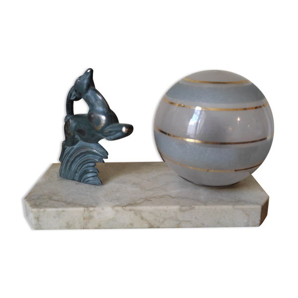 Lampe veilleuse art déco sur socle en marbre