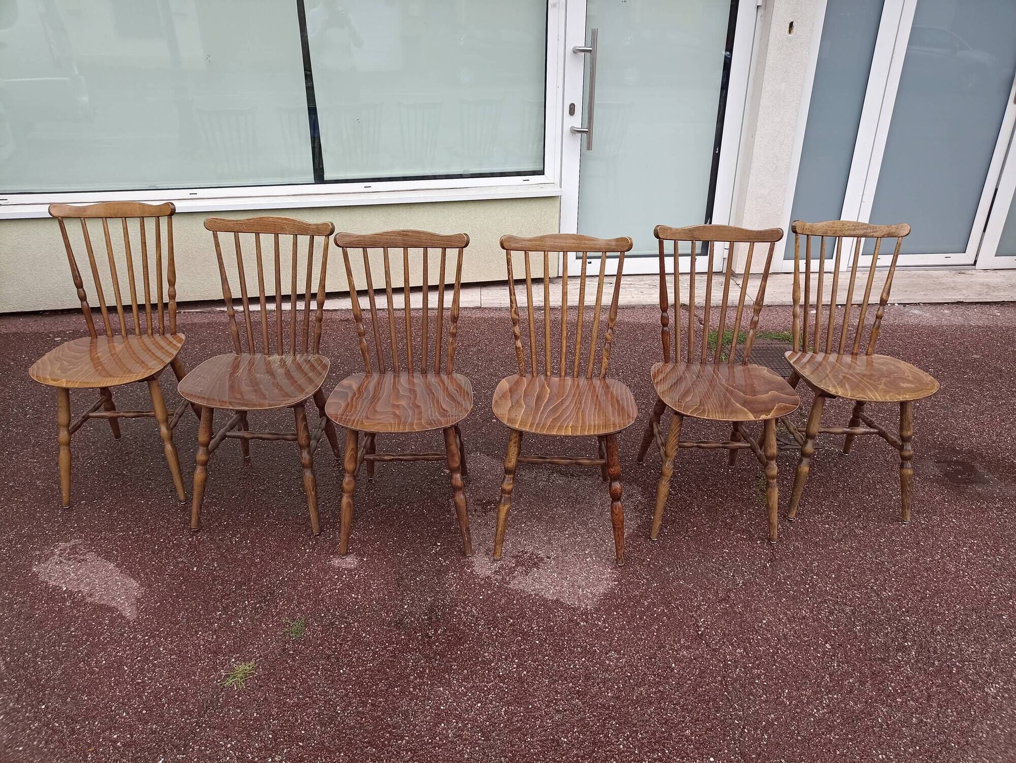 Set of 6 baumann tacoma bistro chairs - wood - vintage