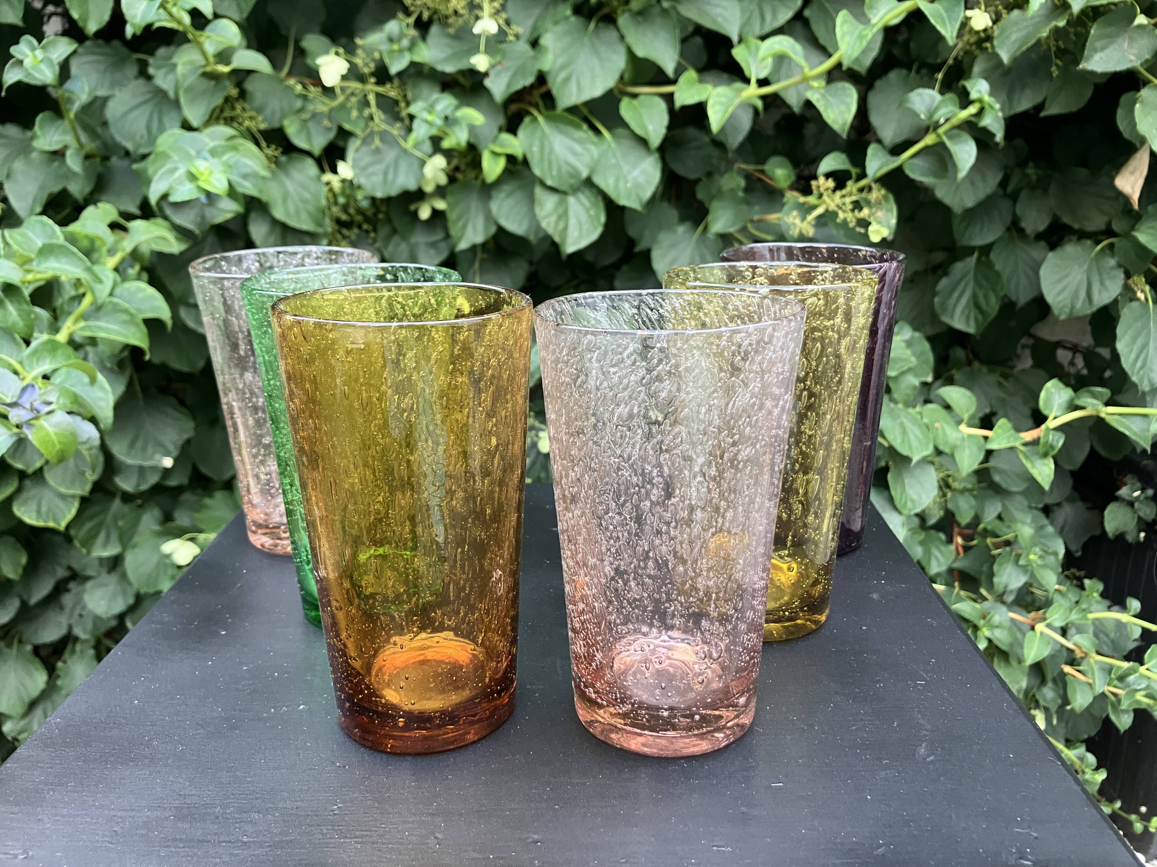 6 vintage 1960s Biot orangeade glasses