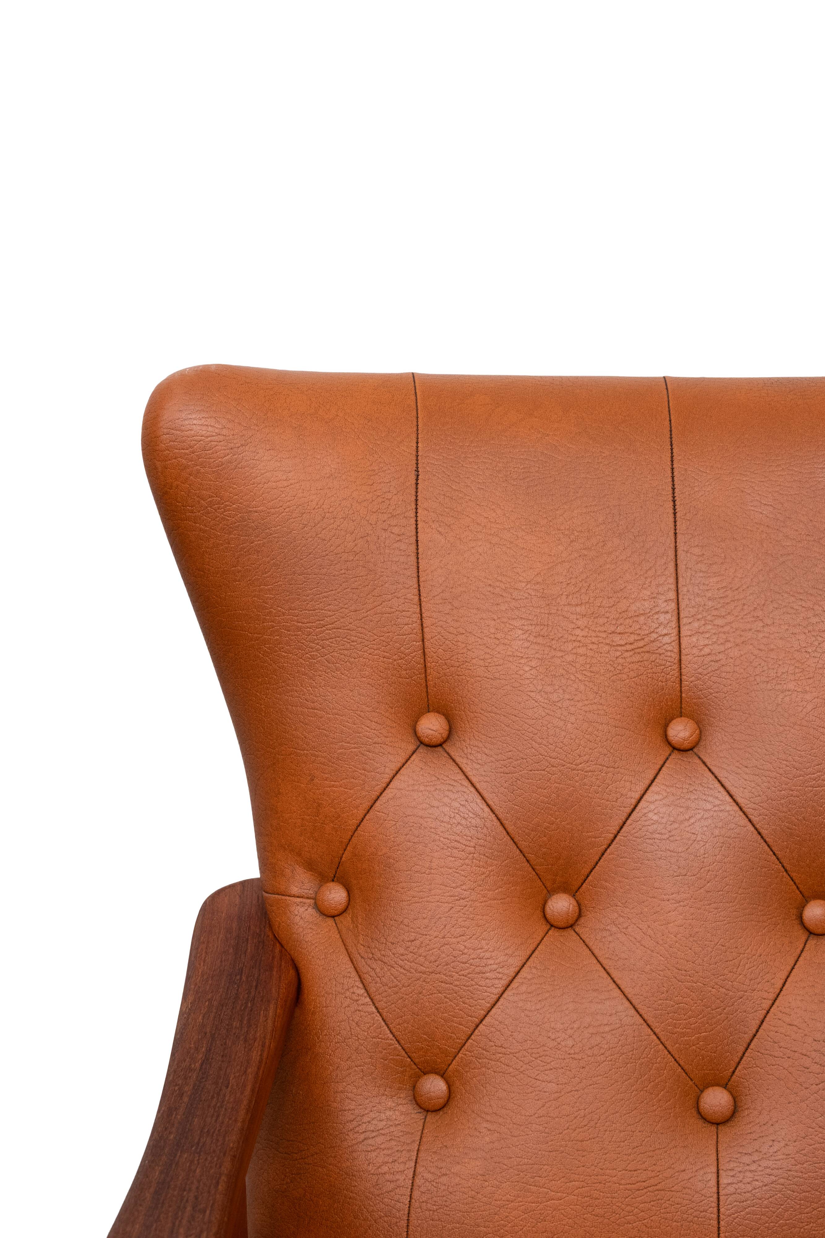 Teak Faux Leather Lounge chairs 1960s Holland