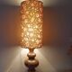 rustic wood lamp, vintage seventies lampshade with floral print