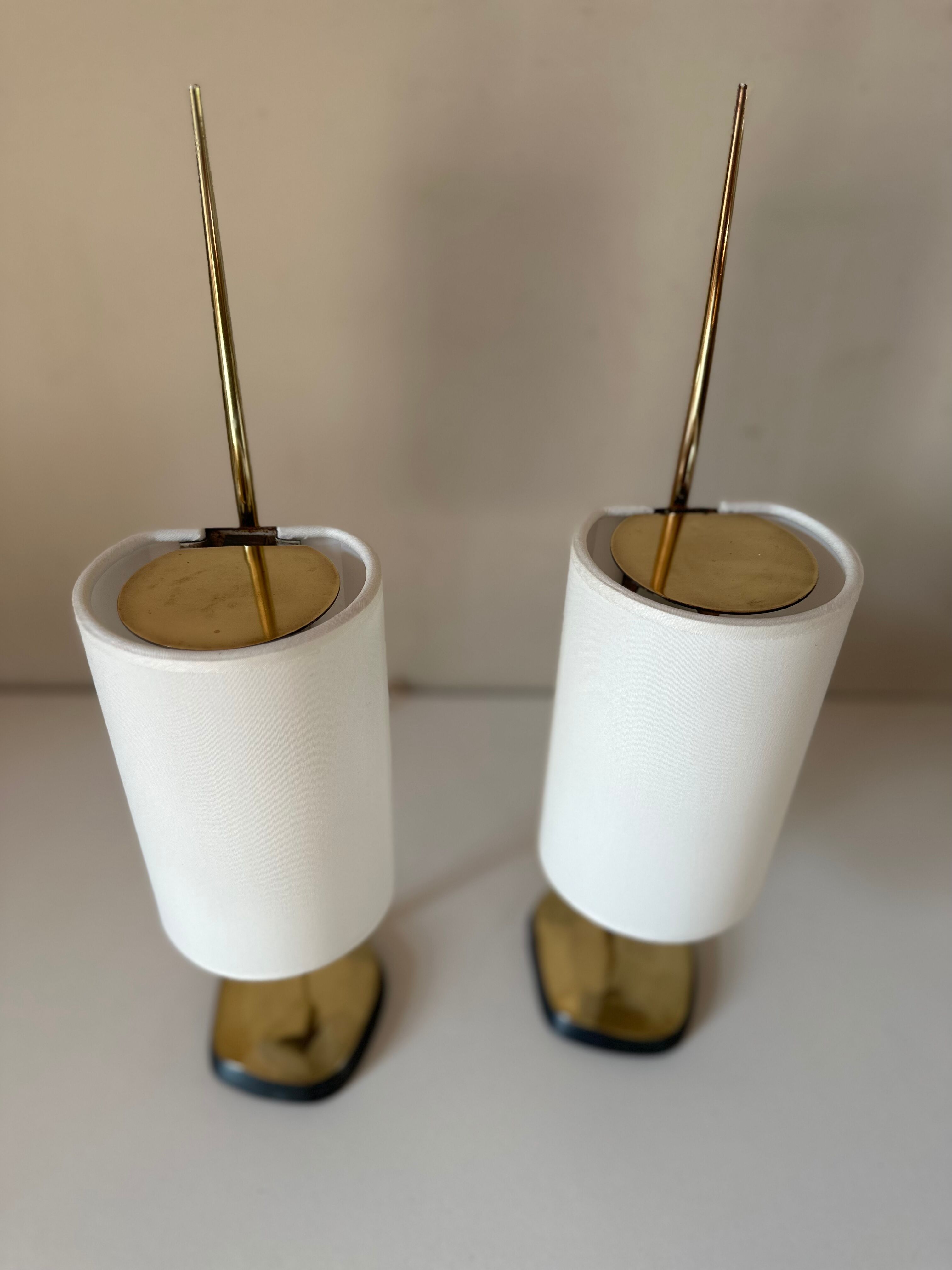 Pair of vintage brass lamps design 60 years