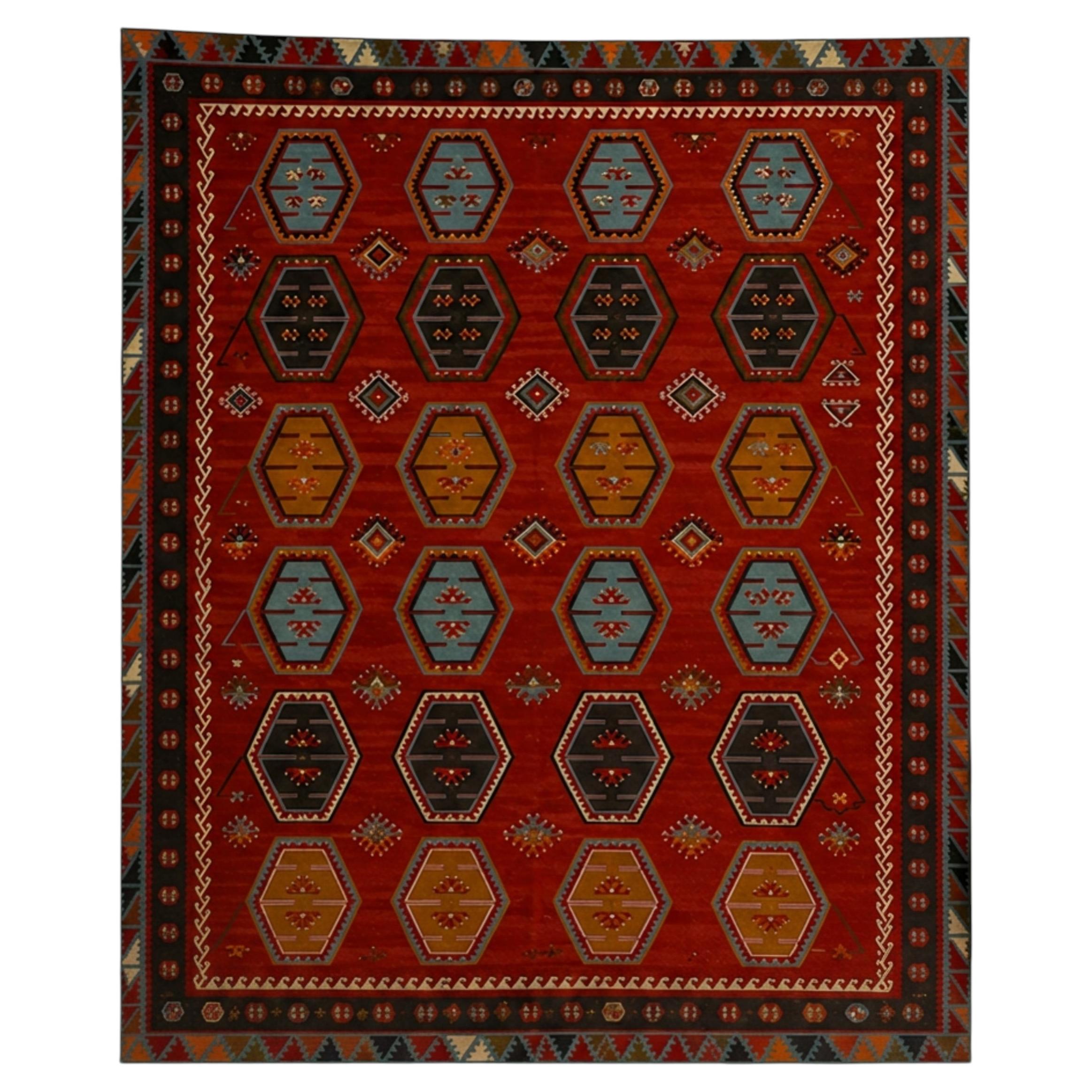 Rare Handmade Sarkishla Kilim Oriental Rug Antique Wool Turkish Kilim