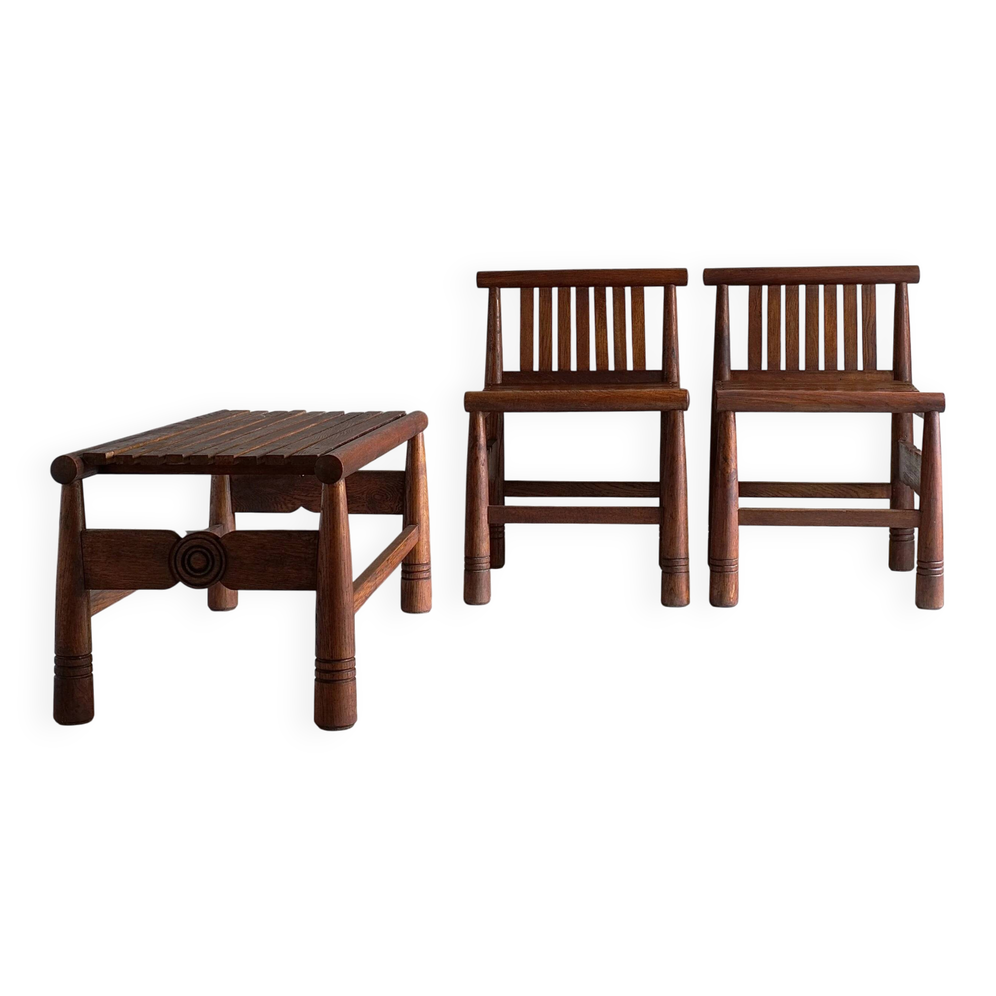 Carved oak low back chair | France | 1960s