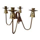 Brass and rattan candlestick