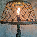 Lamp with flared brass lampshade